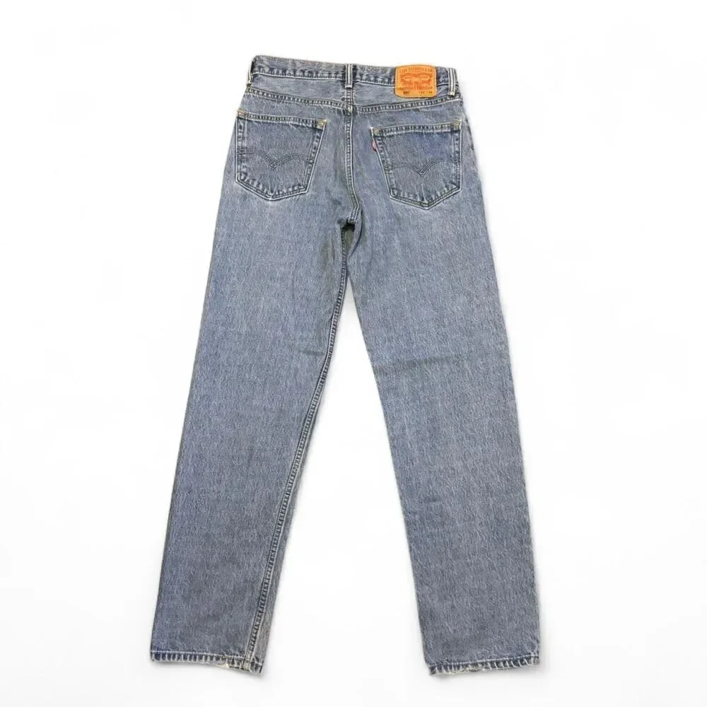 Levi's 550 straight leg relaxed 100% Cotton medium wash blue denim jeans 32x34